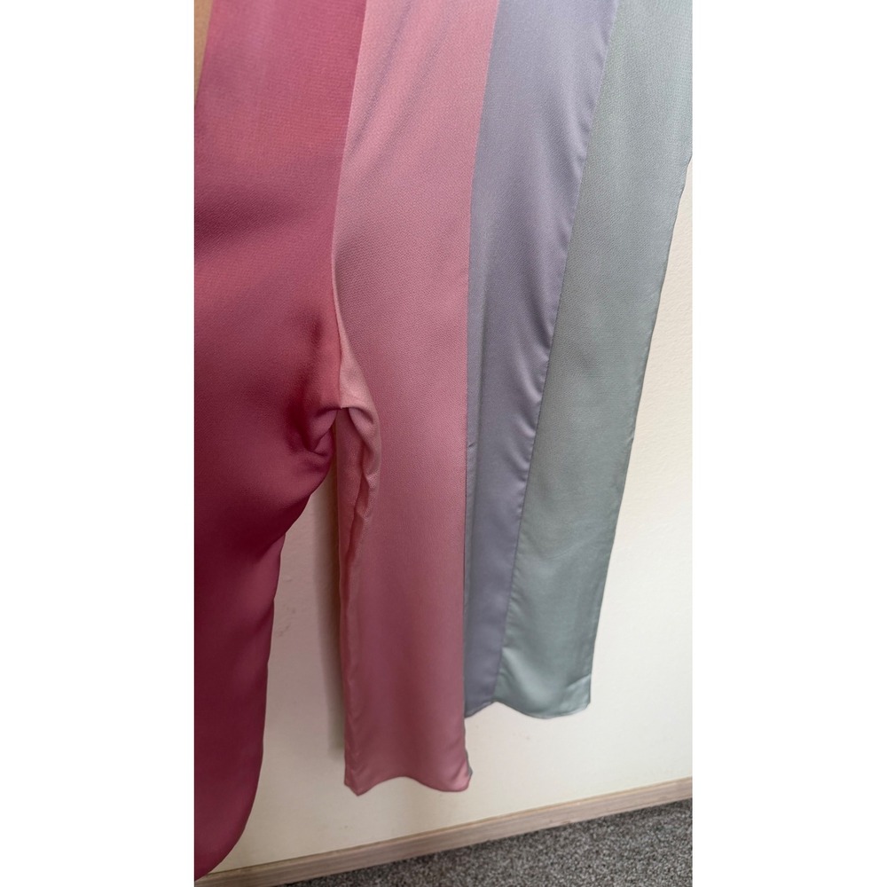 Storia Pastel Stripe Jumpsuit Small Colorblock Wide Leg Satin Beach Resort Wear - Picture 10 of 15